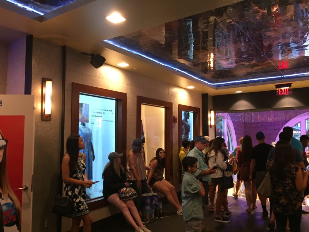 Planet Hollywood Disney Springs entrance hall with 4 transparent Displays