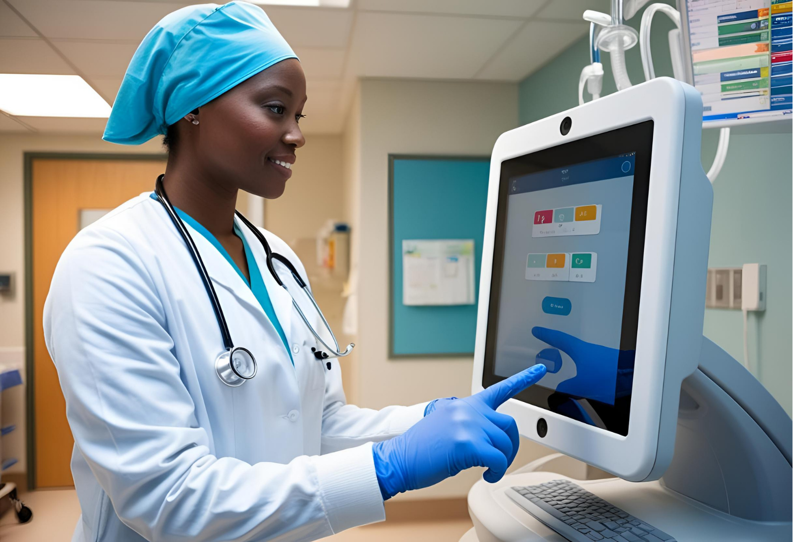 medical display lady with gloves